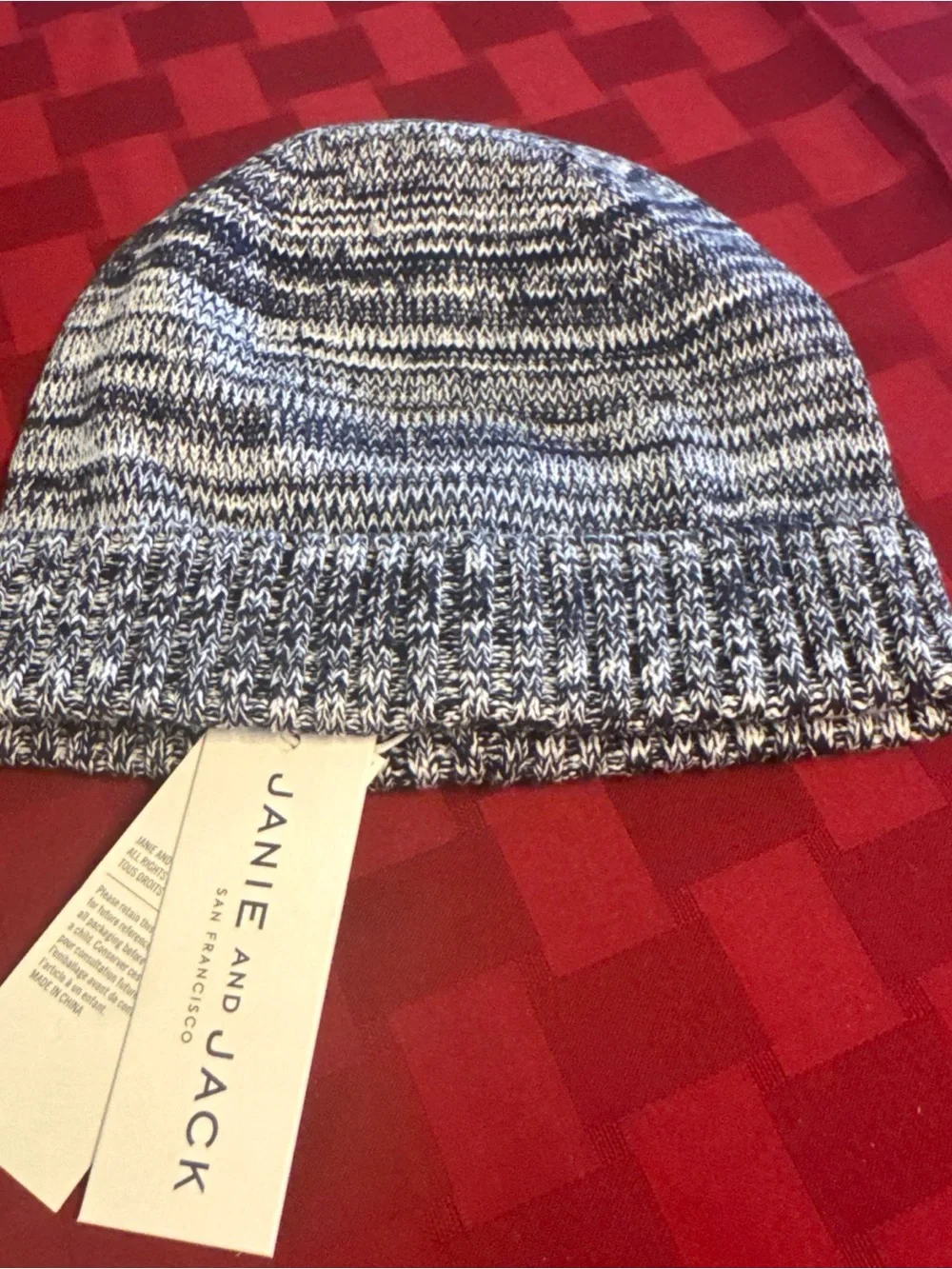 Marled Knit Beanie in Black & White